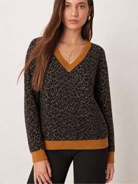 Scotch and Soda Starwatcher Leopard Print Wool Blend Sweater Size Large